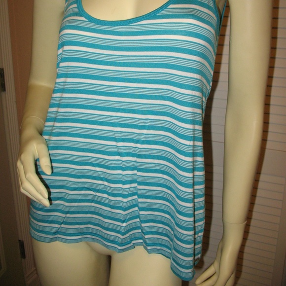 NWT Y2K Guess Tank Top S Striped Turquoise Blue White Activewear Gym Yoga Sporty - Picture 4 of 7